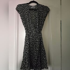 Reformation Elegant Black and White Swirl Wrap Dress